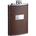 thumbnail image 1 of Alcide Brown Leather Stainless Steel Hip Flask - 6 oz, 1 of 1
