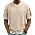 thumbnail image 2 of ZUKMRJPC Mens T-Shirts V Neck Short Sleeve Waffleknit Summer Tops Casual Loose Fit Lightweight Pullover Tees Tops with Zipper Pocket, 2 of 8