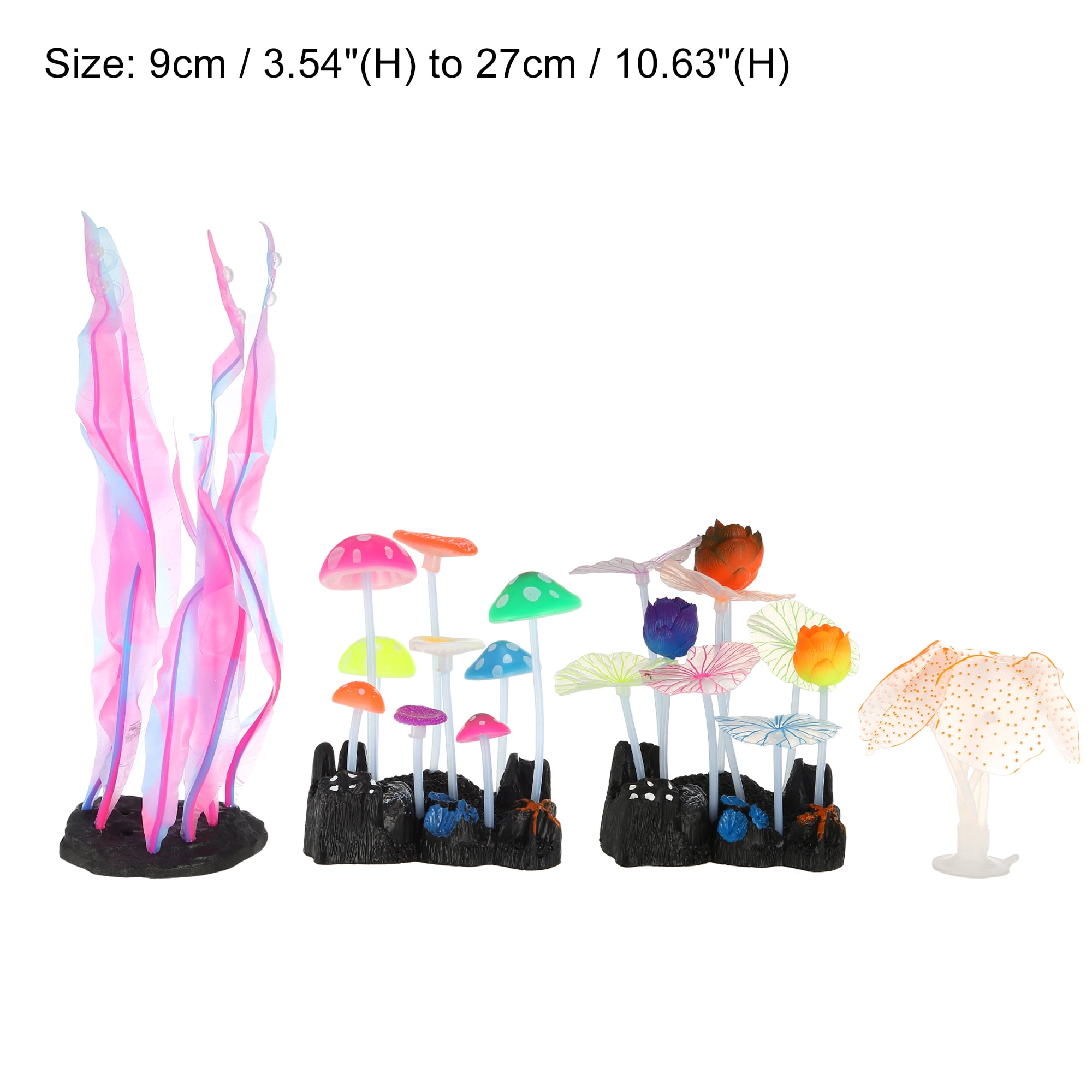Unique Bargains Aquarium Plants Set Fish Tank Plants Mushroom Coral Lotus Leaf Fake Fish Tank Decor Ornament Plants