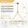 thumbnail image 4 of LovingAHome 35.43'' Modern Chandelier for Living Room Dining Room, 8 Lights Glass Leaf Wagon Wheel Chandelier,Gold, 4 of 8