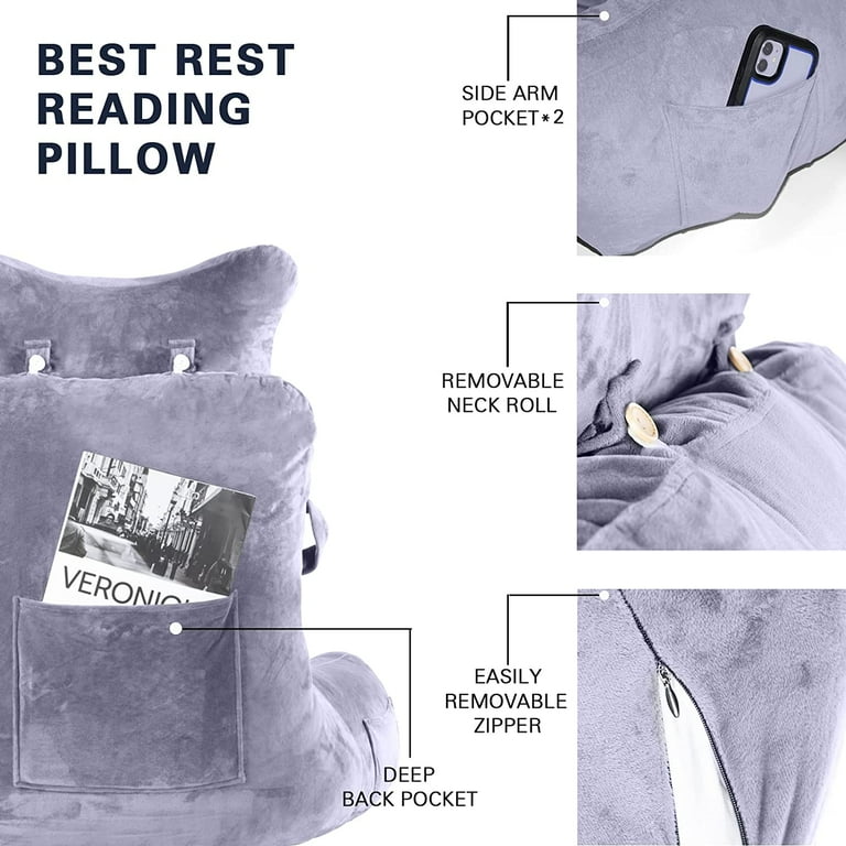 Mittagong Shredded Foam Reading Pillow with Detachable Neck Roll Pillow Support