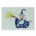thumbnail image 1 of Wizard Cutting Board, Medieval Mage with a Crazy Face Expression Creating a Powerful Spell Clipart, Decorative Tempered Glass Cutting and Serving Board, in 3 Sizes, by Ambesonne, 1 of 2