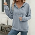 thumbnail image 2 of Sweat à Capuche pour Femmes, Mode Décontractée Couleur Unie Col en V Manches Longues Sweat à Capuche, Sweat pour Femmes, 2 of 8