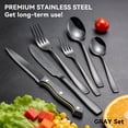 thumbnail image 2 of 48-Piece Black Silverware Set for 8, with Steak Knives - Food Grade Stainless Steel Flatware Cutlery Utensil Set - Premium Mirror Polished Finish for Home Restaurant Daily Use, 2 of 7