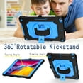 thumbnail image 4 of iPad 10.2-inch 2020/2019 Case with Soft Screen Protector, Dteck 3 in 1 Hybrid Rugged Shockproof Kickstand Case with 360 Rotating Hand Strap, Shoulder Strap for iPad 8th Gen/iPad 7th Gen, Black/Blue, 4 of 6