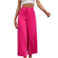 thumbnail image 3 of Women Solid Color Side Slit Loose Wide Leg Pants, 3 of 7