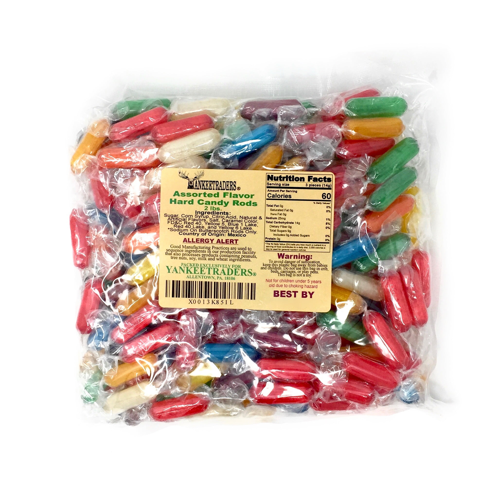 YANKEETRADERS Hard Candy Rods, Assorted Flavors 2 Pounds