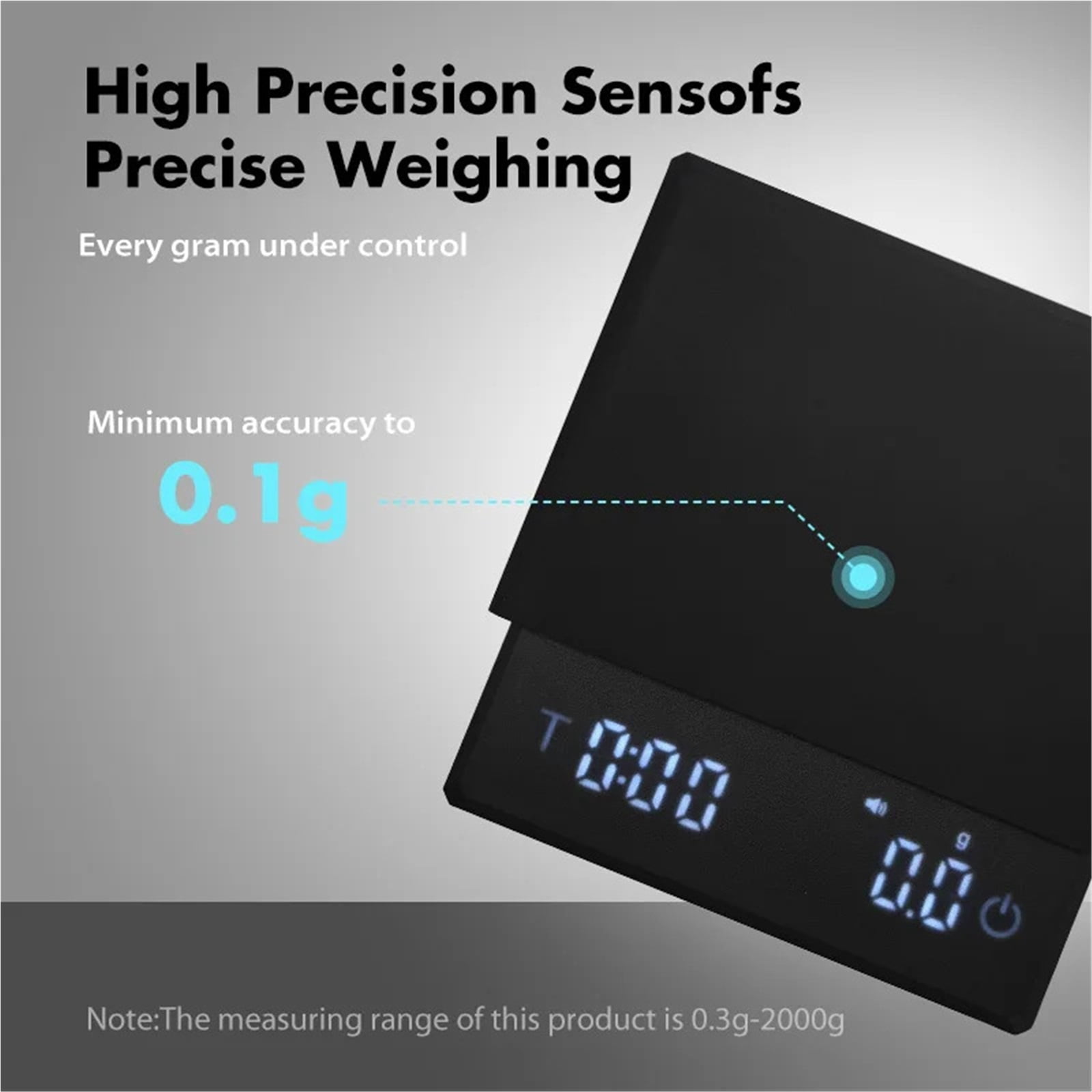 Kitchen Coffee Scale Digital Scale with Timer Rechargeable Electronic Precision Espresso Accessory Barista Tool
