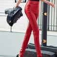 thumbnail image 3 of Women Sexy Solid Color Faux Leather Leggings High Waist Ultra Thin Pencil Pants, 3 of 7