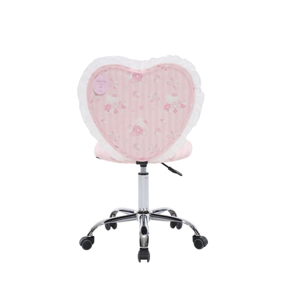 Impressions Vanity Hello Kitty Floral Heart Vanity Chair with Ruffles Heart Shaped Makeup Chair