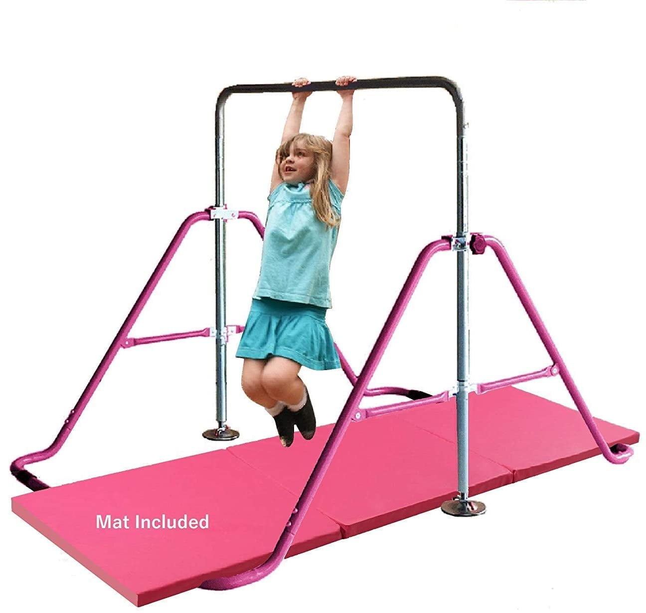 Adjustable Height Gymnastics Bar for Kids Kip Bar Set with 6'x2