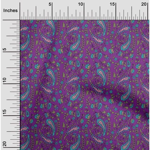 oneOone Silk Tabby Fabric Leaves|Floral & Paisley Block Printed Craft Fabric BTY 42 Inch Wide
