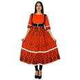 thumbnail image 1 of Bimba Orange Flaired Kurti Printed Cotton Kurta Indian Designer Clothing Dress, 1 of 7