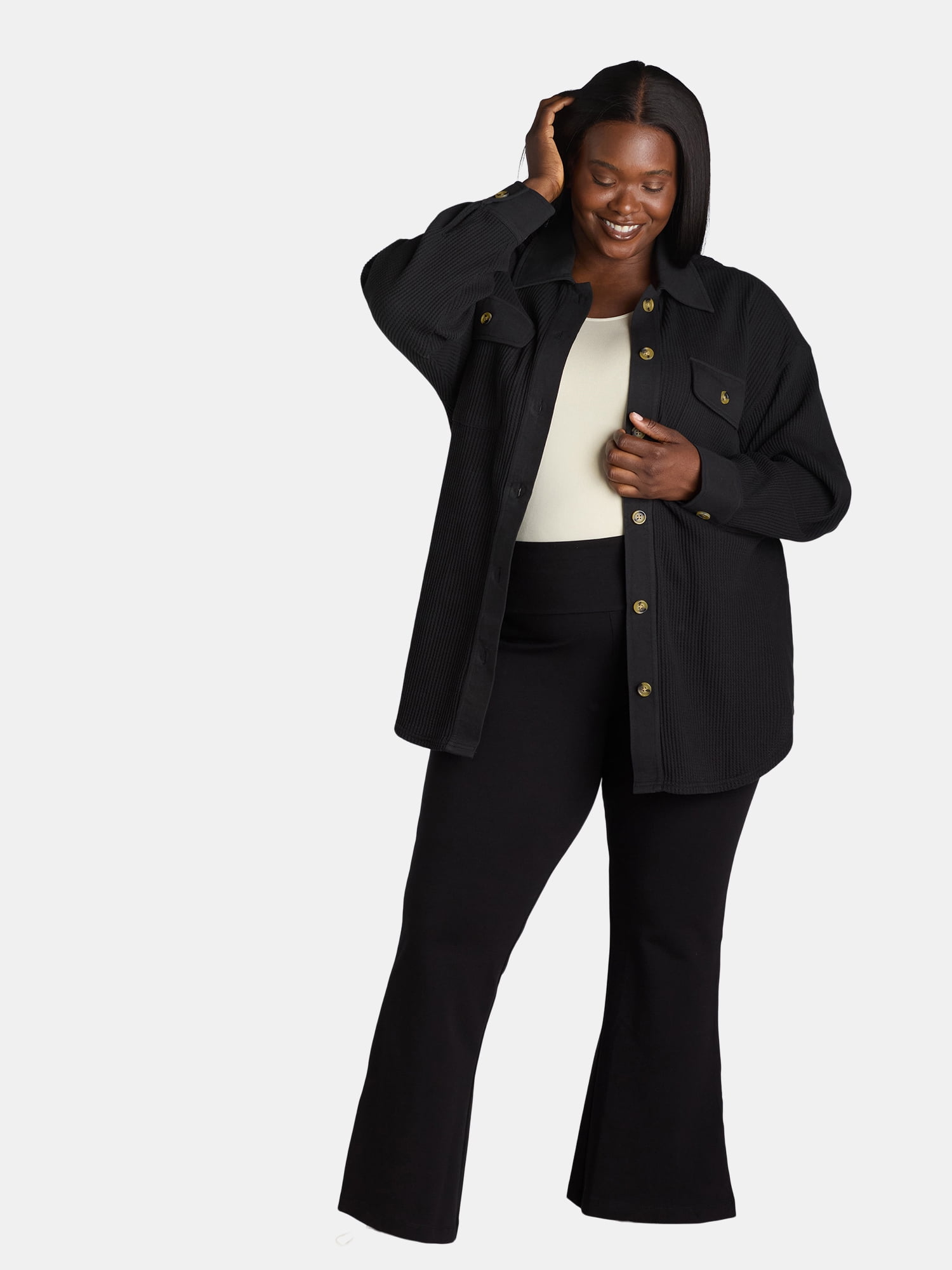 Terra & Sky Women's Plus Size Flare Legging 2-Pack