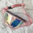 thumbnail image 4 of Sports Running phone waterproof waist bag transparent reflective messenger chest bag Laser waist bag - pink, 4 of 5