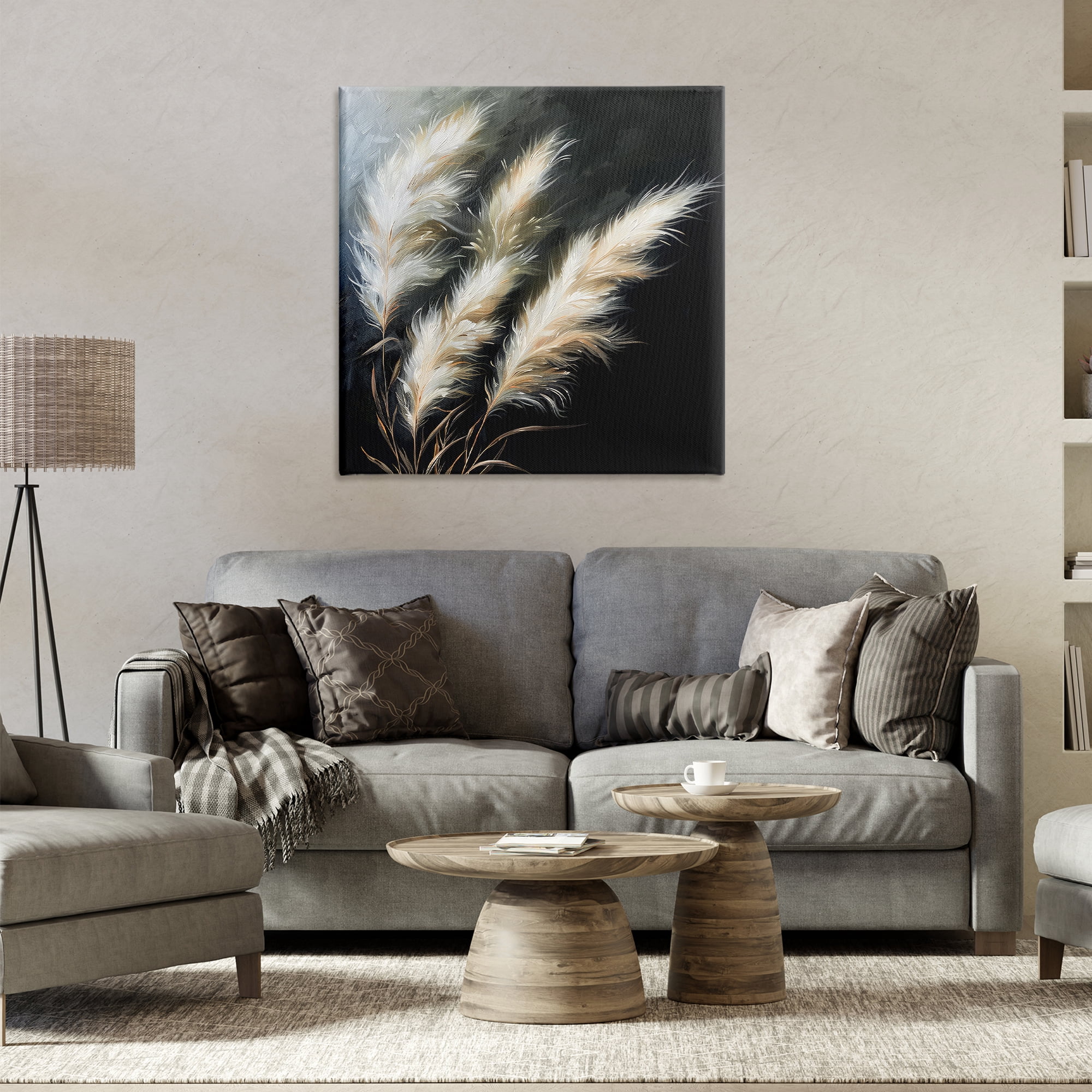 Stupell Industries Wispy Wheat Stalks Plants & Flowers Painting Wrapped Canvas Art Print Wall Art, 30 x 30