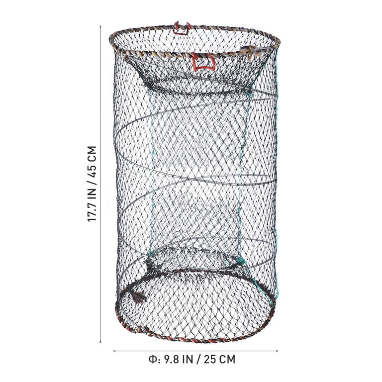 Folding Fishing Net Trap Trap Cast Mesh Trap Lobster Shrimp Cast Net Fishing Bait Trap Cage Black, Size: 25
