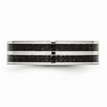 thumbnail image 3 of Stainless Steel 6mm Double Row Black Carbon Fiber Inlay Polished Band Size: 10; for Adults and Teens; for Women and Men, 3 of 6