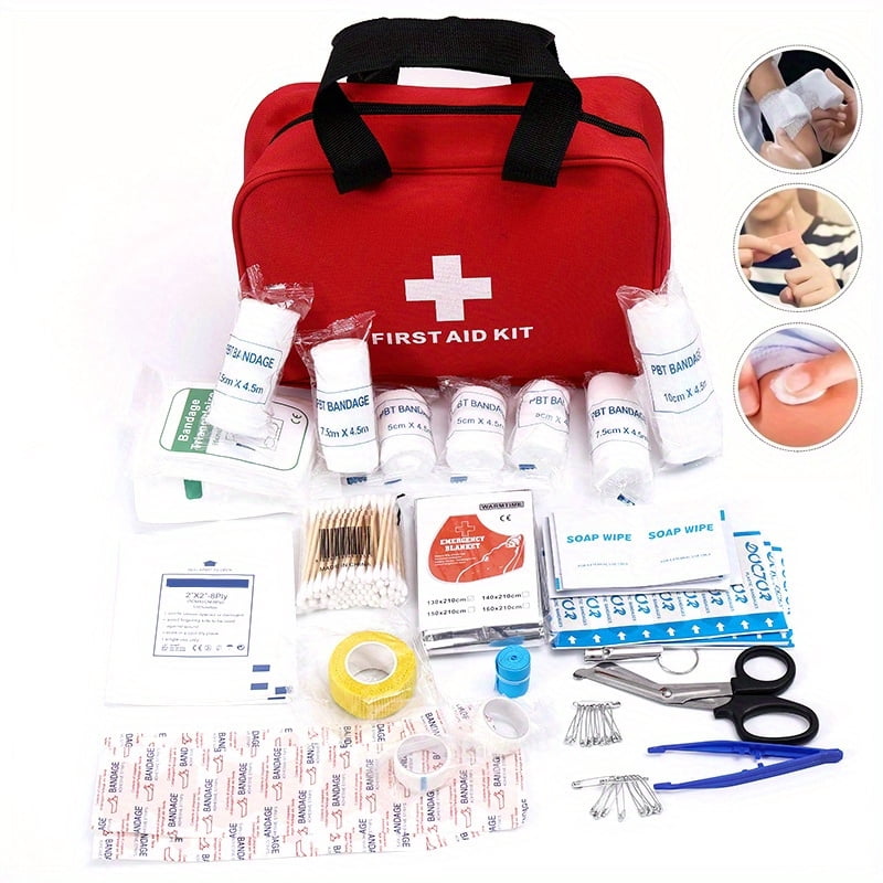 160pcs First Aid Kit: Comprehensive, Portable Emergency Supplies for Outdoor Adventures & Home, Including Bandages, Scissors & More
