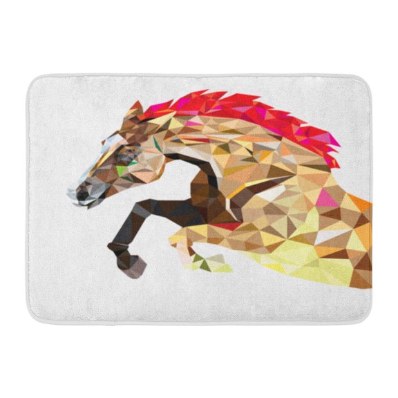 SIDONKU Colorful Polygon Horse in Geometric Pattern Gray Geometry Abstract Origami Doormat Floor Rug Bath Mat 23.6x15.7 inch