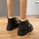 thumbnail image 5 of NECHOLOGY Botas Mujer Adulto Femenino Zapatos Botines mujer Botines de mujer Moda de otoño e invierno Color sólido Cálido Algodón de felpa Cómodo Punta redonda Tacón cuadrado (Black, 7.5), 5 of 7