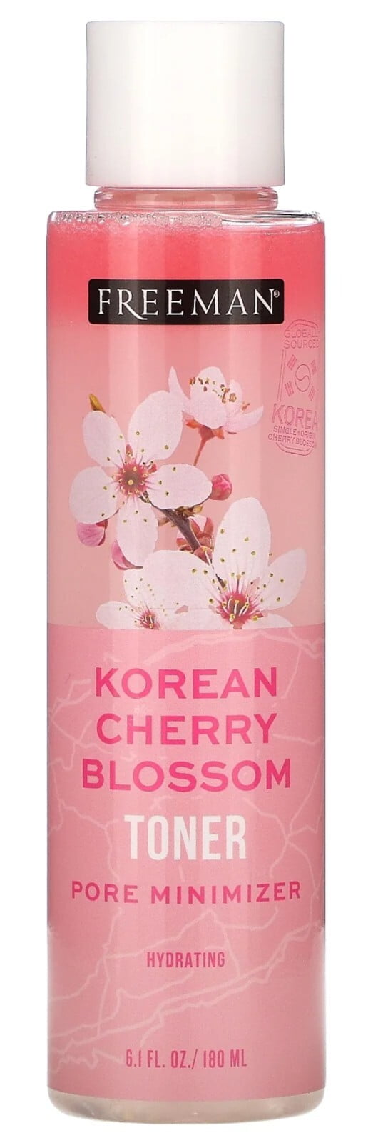 Skin Toner Pore Minimizer Freeman Korean Cherry Blossom Hydrating, 6.1 oz 4PK