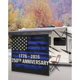 thumbnail image 5 of 4th of July RV Awning Sun Shade Screen 9'X7' 250th Anniversary Mesh Sunscreen Blue Black Patriotic American Flag Awning Shade Screen with Zipper UV Blocker Completed Kits for RV Motorhome Camper, 5 of 7