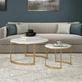 thumbnail image 5 of HomeRoots 521975 19.25 x 36 x 36 in. Gold & White Faux Marble Round Nested Coffee Table - Set of 2, 5 of 5