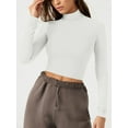 thumbnail image 2 of REORIA Women Base Layer Crop Top Mock Neck Long Sleeve Tops Slim Fit Ribbed Basic Pullover Cropped Shirts, 2 of 6