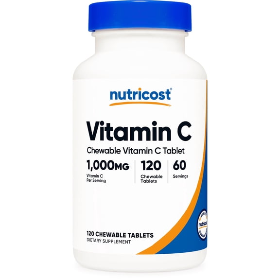 Nutricost Vitamin C Chewable (1,000mg) 120 Tablets - Vegan, GMO-Free, 60 Servings
