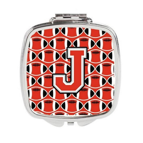 Letter J Football Scarlet & Grey Compact Mirror - Scarlet & Grey - 3in. H x 0.3in. W x 2.75in. L