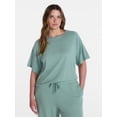 thumbnail image 2 of Joyspun Women's French Terry Knit Sleep Top with Short Sleeves, Sizes XS-3X, 2 of 6