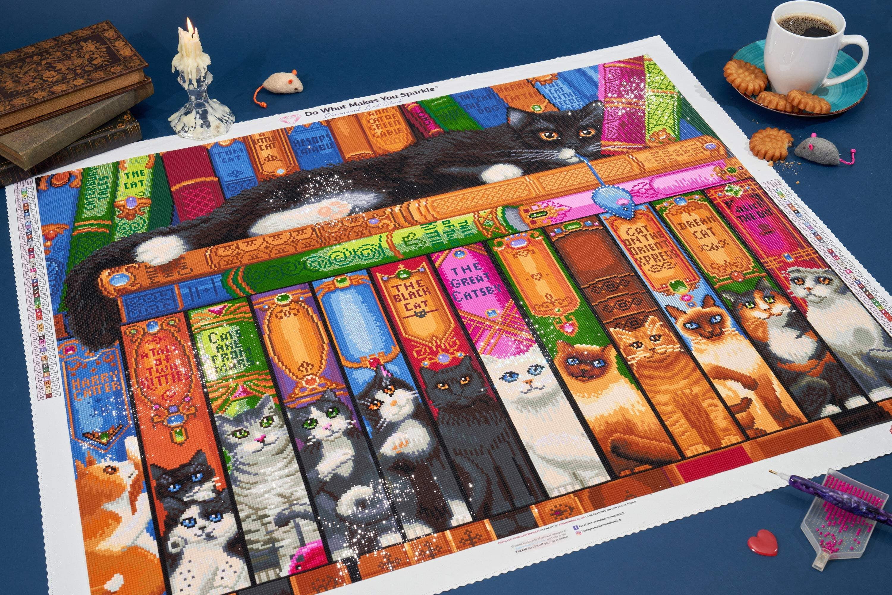 DIAMOND ART CLUB Cat Bookshelf Diamond Painting Kit