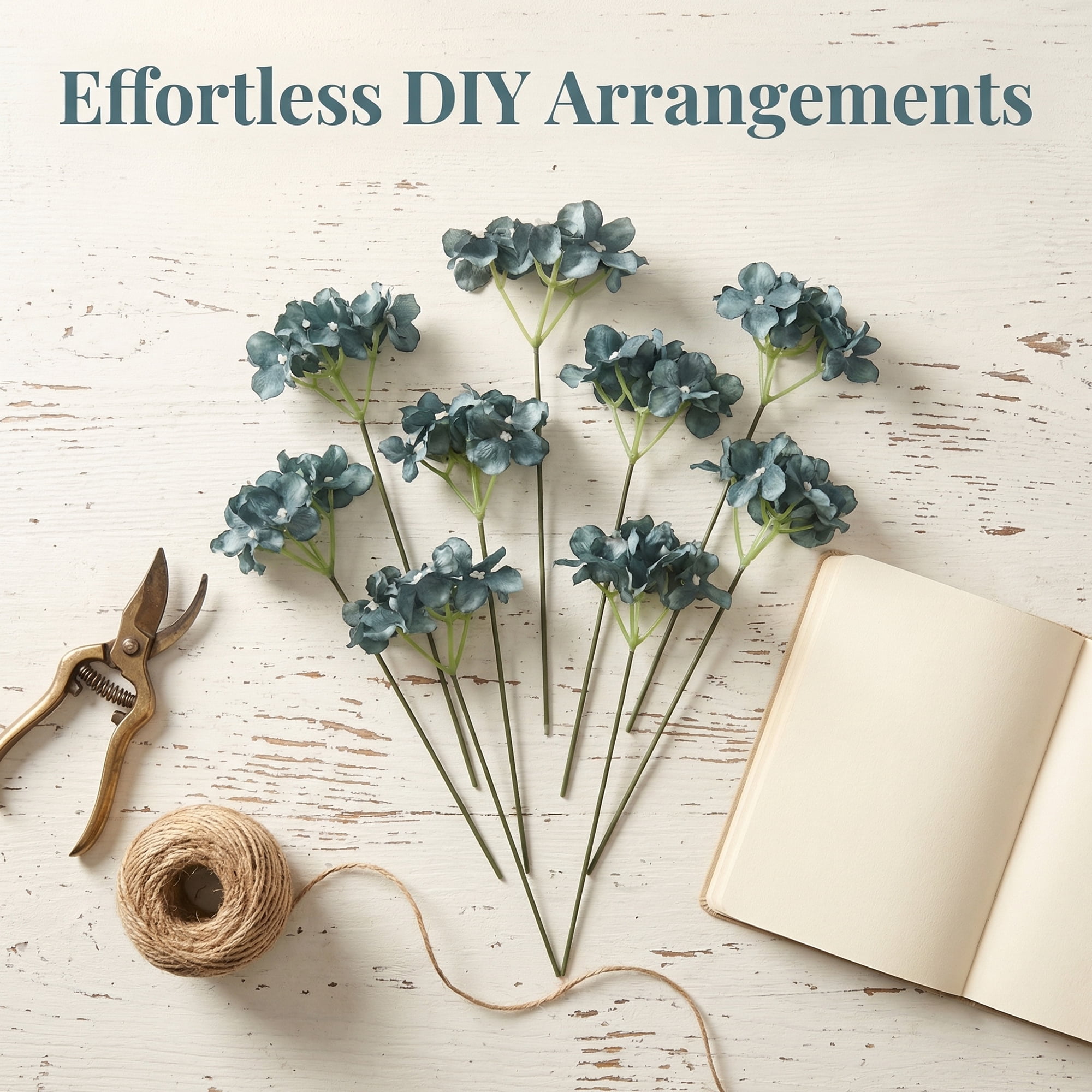 Unique Bargains Artificial Hydrangea Flowers with Detachable Heads Dark Blue 8.3inch