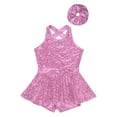 thumbnail image 3 of TiaoBug Kids Girls Sequins Sleeveless Leotard Dress Hair Band Set Hip-Hop Jazz Latin Dance Performance Costume Pink 14, 3 of 5