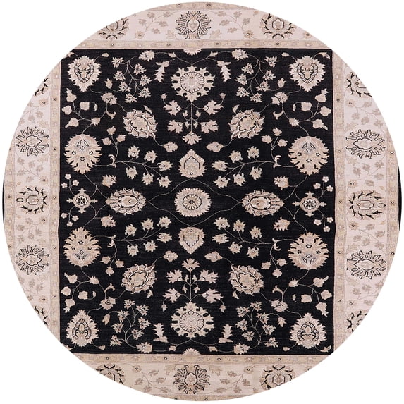 Ahgly Company Machine Washable Indoor Round Industrial Modern Burgundy Brown Area Rugs, 4' Round