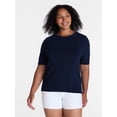 thumbnail image 2 of Time and Tru Women's Crewneck Sweater with Short Sleeves, Lightweight, Sizes XS-XXXL, 2 of 6