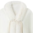 thumbnail image 4 of Trendy Women Plush Trim Cape Coat Fleece Lined Warm Open Front Poncho Shawl, Casual Outer Wear for Women’s Fall Winter Clothes White, 4 of 4