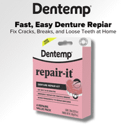 Dentemp Repair-It - Denture Repair Kit- Repairs Broken Dentures, Mends Cracks and Replace Loose Teeth - 4 Count Value Pack