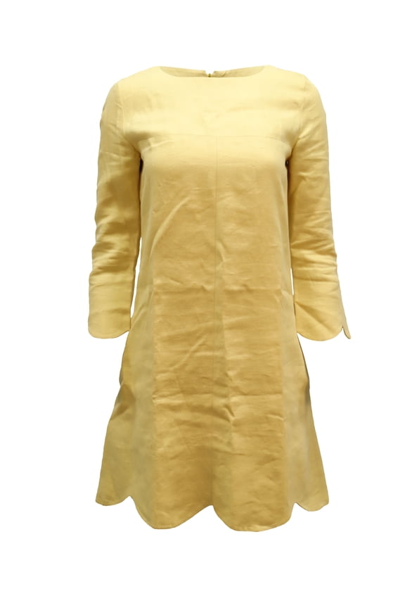 Pre-Owned Chloe Scalloped Hem Shift Dress in Yellow Linen
