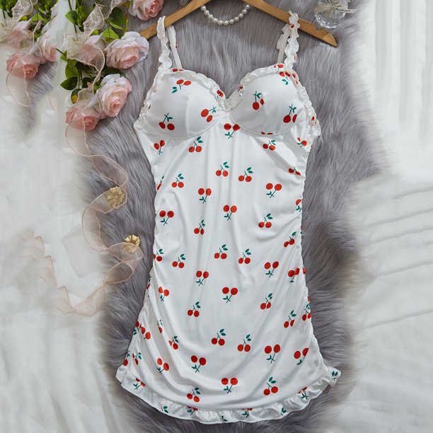 Camisón corto para mujer, ropa interior deportiva con cuello en V, ropa de dormir estampada, vestido corto, lencería para mujer