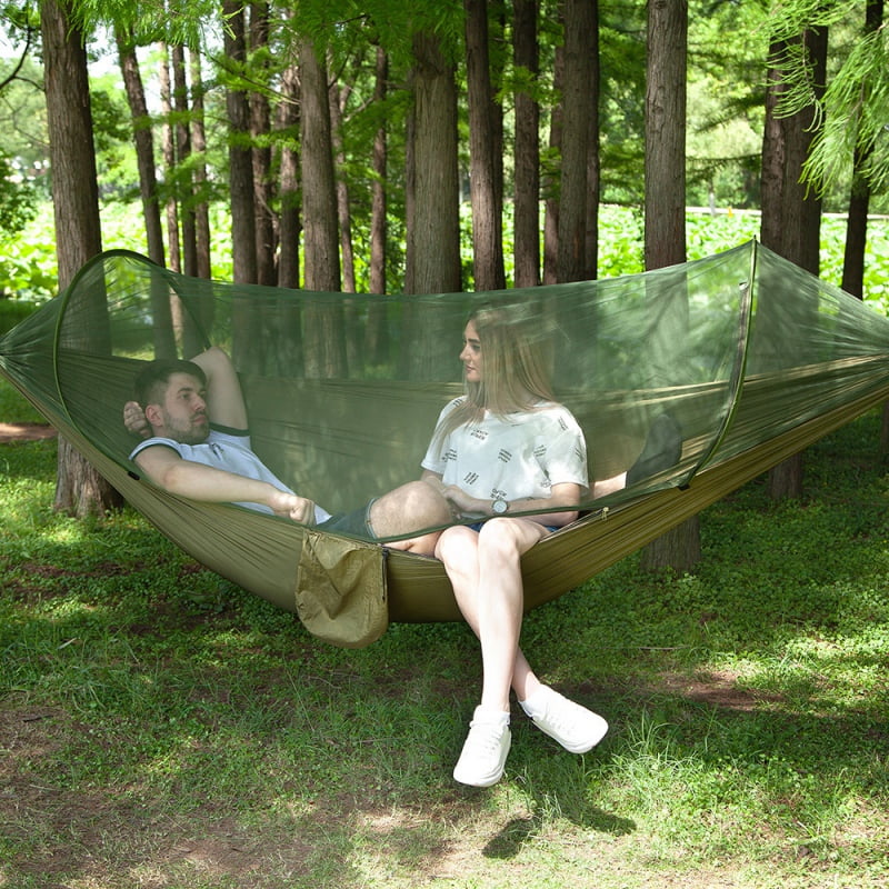 Camping Double Hammock W/ Mosquito Net Outdoor Garden Hanging Bed Swing Chair US 
