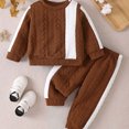 thumbnail image 6 of Odeerbi Toddler Boys Girls Fall Winter Outfits Thermal Cable Knit Sweater with Jogger Pants Set Kids Long Sleeve Knitted Pullover Sweater Top Trousers Set Toddler Clothes Brown, 6 of 8