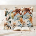 thumbnail image 3 of Flower Floral Outdoor Waterproof Pillow Covers, Lily Budding Plant Botanicals Blossom Decorative Square Throw Pillowcase Sofa Cushion Sham for Patio/Couch/Chair, 16"x16" 2 Pack, 3 of 8