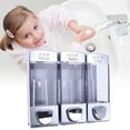 thumbnail image 1 of Dispensador de jabón de ducha de 3 compartimentos para montaje en pared, dispensador de jabón líquido para baño, 3 en 1, dispensador de champú y acondicionador, gel de ducha, contenedor gris para gel, 1 of 7