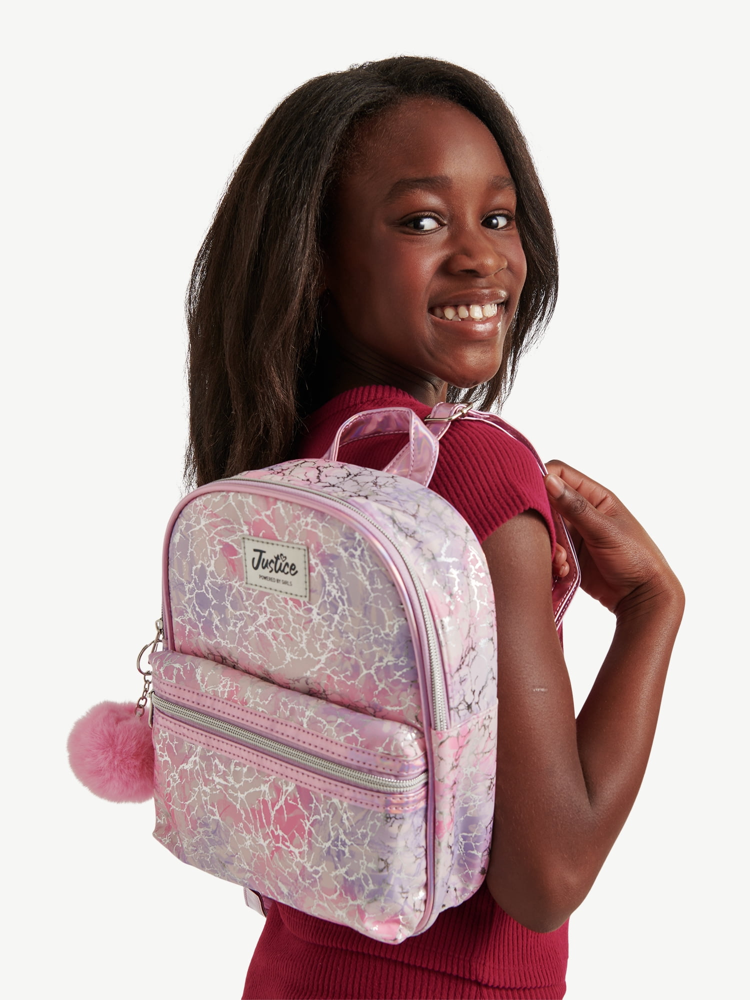 Justice Girls Pocket Mini Backpack, Pink Sparkle