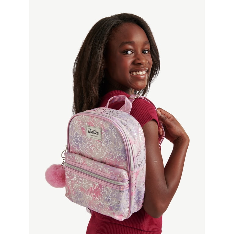 Justice Girls Pocket Mini Backpack, Pink Sparkle photo 8