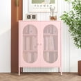 thumbnail image 4 of 2 Mesh Door Metal Storage Cabinet for Bed Room,Living Room,Home,Hotel,Office,Garage,Kitchen,3-Tier,2 Removable Shelves (Mesh Door Cabinet, Pink), 4 of 8