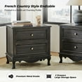 thumbnail image 3 of Wooden Black End Table with Charging Station Space 2 Drawers Table Living Room, 3 of 8
