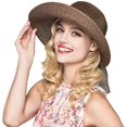 thumbnail image 2 of Sombrero de paja de verano con visera para mujer Sombrero de playa flácido Sombrero de ala ancha Sombreros de playa de verano para mujeres y niñas Marrón Sincero Producto electrónico, 2 of 4